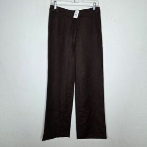 LOFT NWT Wide Leg Linen Blend Brown Pants High Rise Casual Resort Womens Size 2